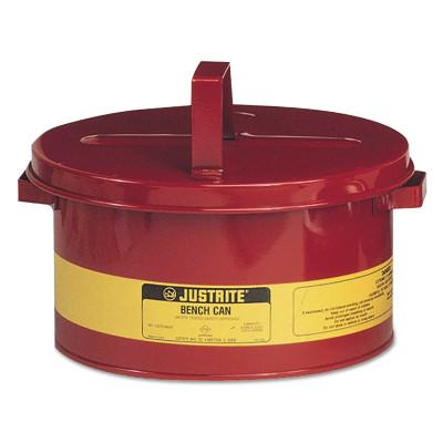 Justrite Bench Cans, Hazardous Liquid Cleaning Can, 3 gal, Red, 10775