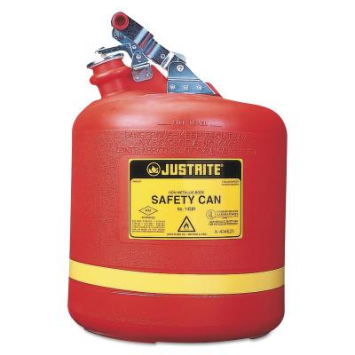 Justrite Nonmetallic Type l Safety Cans for Flammables, Flammable Storage Can, 5 gal, Red, 14561