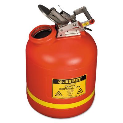 Justrite Red Liquid Disposal Cans, Flammable Waste Can, 5 gal, Red, Stainless Steel, 14765