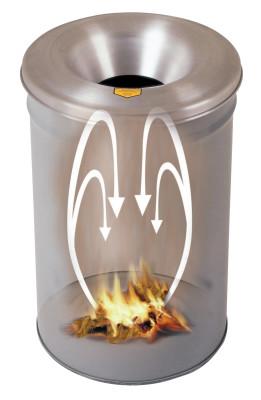 Justrite Cease-Fire® Contoured Waste Receptacle, 15 gal, Aluminum Head, Gray, 26615G