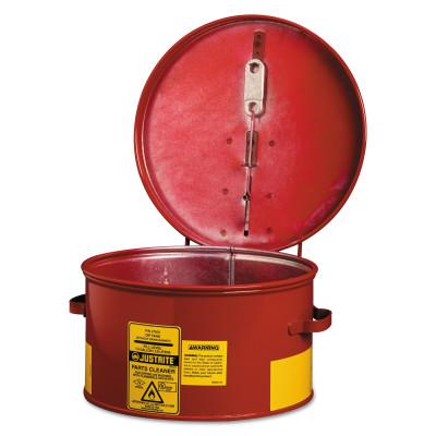 Justrite Dip Tank for Cleaning Parts, Manual Cover with Fusible Link, 1 gal, Steel, Red, 27601