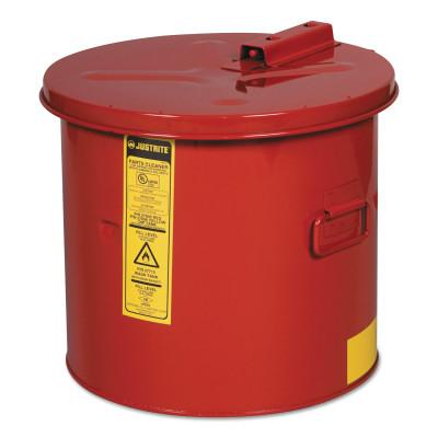 Justrite Dip Tank for Cleaning Parts, Manual Cover with Fusible Link, 5 gal, Steel, Red, 27605