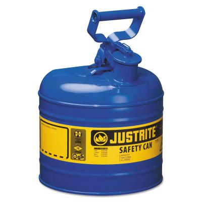 Justrite Type I Steel Safety Can, Kerosene, 2 gal, Blue, 7120300