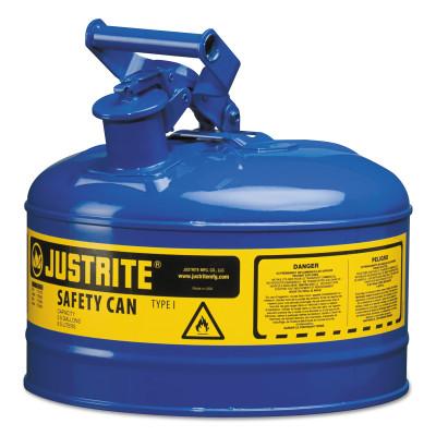 Justrite Type I Steel Safety Can, Oil, 2.5 gal, Green, 7125400