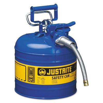Justrite Type II AccuFlow Safety Cans, Kerosene, 2 gal, Blue, 7220320