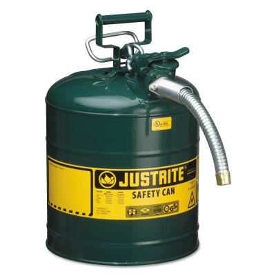 Justrite Type II AccuFlow Safety Cans, Oils, 5 gal, Green, 7250430