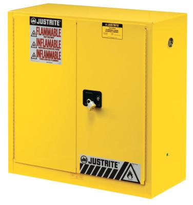 Justrite Yellow Safety Cabinets for Flammables, Manual-Closing Cabinet, 90 Gallon, 899000