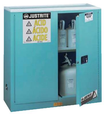 Justrite Blue Steel Safety Cabinets for Corrosives, Manual-Closing Cabinet, 30 Gallon, 893002