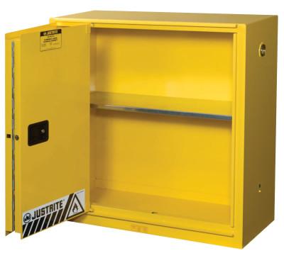 Justrite Yellow Safety Cabinets for Flammables, Self-Closing Cabinet, 30 Gallon, 1 Door, 893080