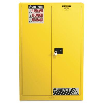Justrite Safety Cabinets for Combustibles, Manual-Closing Cabinet, 60 Gallon, Yellow, 894510