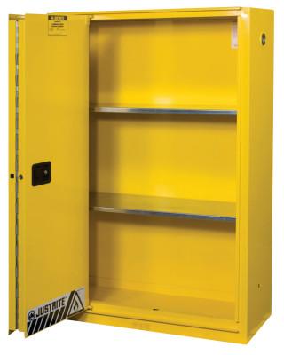 Justrite Yellow Safety Cabinets for Flammables, Self-Closing Cabinet, 45 Gallon, 1 Door, 894580