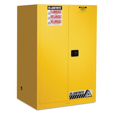 Justrite Yellow Safety Cabinets for Flammables, Self-Closing Cabinet, 90 Gallon, 899020