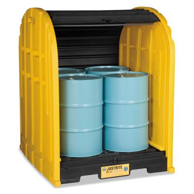 Justrite EcoPolyBlend DrumSheds, Yellow, 5,000 lb, 79 gal, 68 1/2 in x 60 3/4 in, 28676