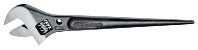 Klein Tools Adjustable-Head Construction Wrench, Spud, 11 in L, 1-5/16 in Jaw Opening, Black Oxide, 3227