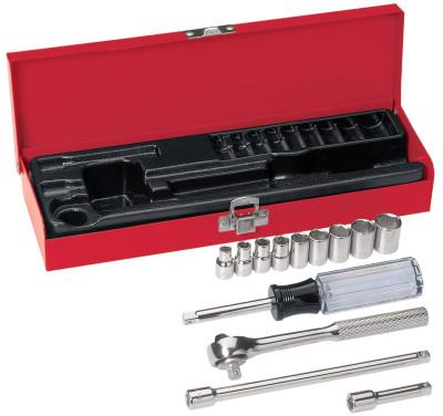 Klein Tools 13 Piece Socket Sets, 1/4 in, 6 Point, 65500