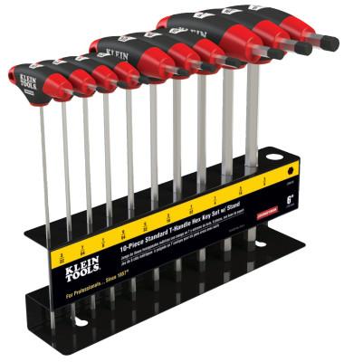 Klein Tools Journeyman T-Handle Hex Key Sets, 10 per set, Hex Tip, Inch, 6 in Blade, JTH610E