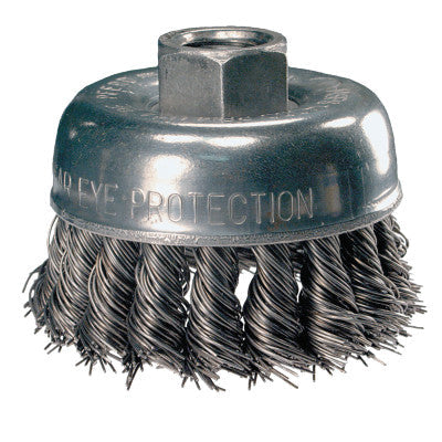 Pferd Mini Knot Cup Brush, 2-3/4 in Diameter, 5/8 in -11 Arbor, 0.020 in Carbon Steel Wire, 82220P