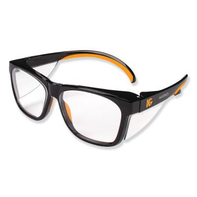 Kimberly-Clark Professional KLEENGUARDâ„¢ MAVERICKâ„¢ Safety Glasses, Clear Anti-Glare Lens, Black/Orange Frame, 49312