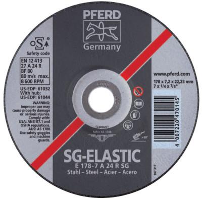 Pferd Depressed Center Grinding Wheel, 6 in Dia, 1/4 in Thick, 7/8 Arbor, 30 Grit, 61613