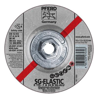 Pferd Depressed Center Grinding Wheel, 4 1/2 Dia, 1/4 Thick, 5/8 Arbor, Grade N, 61303