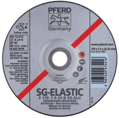 Pferd Type Depressed Center Grinding Wheel, 9 in Dia, 1/4 Thick, 24 Grit Alum. Oxide, 61305