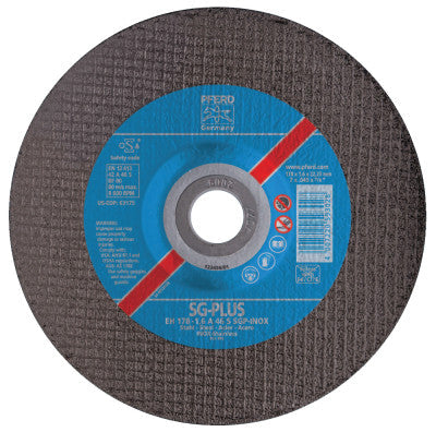 Pferd SG Type 27 Depressed Center Cut-Off Wheel, 5 in Dia x 0.045 in Thk, 5/8-11, 46 Grit, Aluminum Oxide, 63183