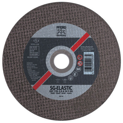 Pferd SG Flat Cut-Off Wheel, 5 in Dia, 3/32 in Thick, 30 Grit Aluminum Oxide, 63505