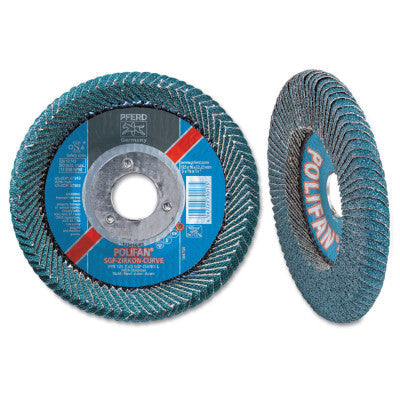 Pferd POLIFAN® SGP Zircon-Curve Radial Type PFR Flap Disc, 4-1/2 in x 5/8 in, 40 Grit, 7/8 Arbor, 13,300 RPM, 67339