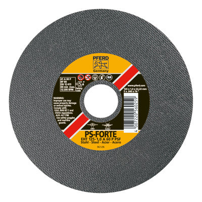 Pferd Type 1 Die Grinder A-PS Cut-Off Wheel, 4 in dia, 0.035 in Thick, 3/8 in Arbor, 60 Grit, Aluminum Oxide, 69403