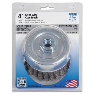 Advance Brush Standard Twist Single Row Cup Brush, 4 in Dia., 5/8-11 Arbor, .02 Carbon Steel, 82523P