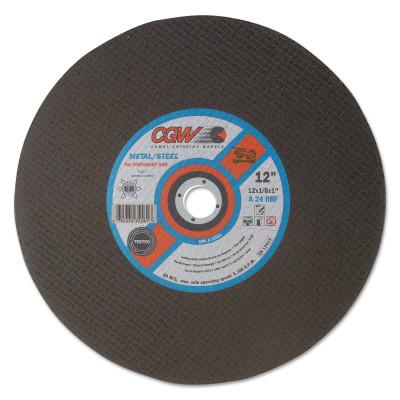 CGW Abrasives Type 1 Cut-Off Wheel, Stationary Saw, 14 in Dia, 1/8 in Thick, 1 in Arbor, 24 Grit,, 35582