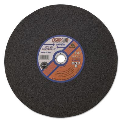 CGW Abrasives Cut-Off Wheel, Chop Saws, 14 in Dia, 3/32 in Thick, Hardness Grade P, 30 Grit, 35670