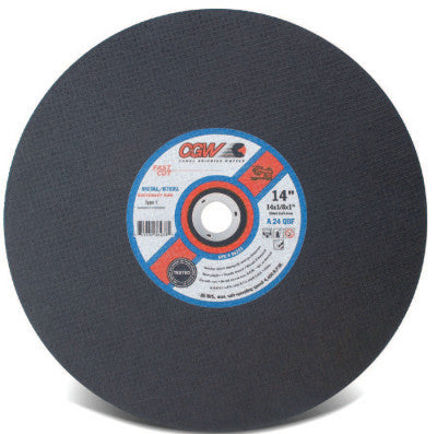 CGW Abrasives Stationary Saw Wheel, Type 1 Fast Cut, 12 in Dia, 1/8 Thick, 24 Grit Alum. Oxide, 70105