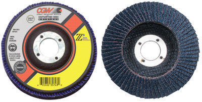 CGW Abrasives Premium Z3 XL T27 Flap Disc, 4", 60 Grit, 5/8 Arbor, 15,300 rpm, 42144