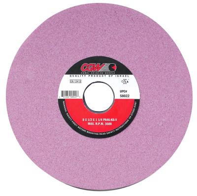 CGW Abrasives Pink Surface Grinding Wheels,, 8 X 1/2, 1 1/4" Arbor, 60, J, 58023