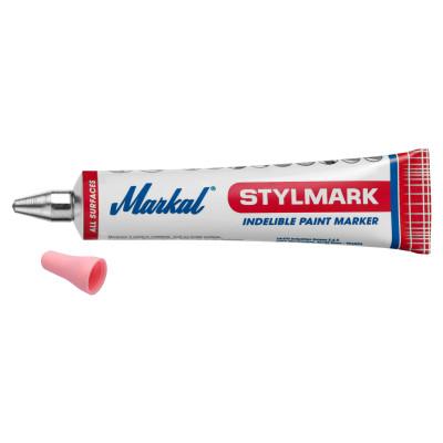 Markal® Stylmark Tube Markers, 3/16 in Tip, Metal Ball Tip, Pink, 96686