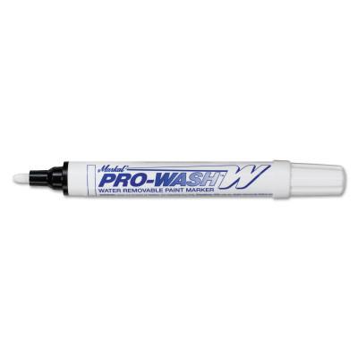 Markal® PRO-WASH W Water Removable Paint Markers, 1/8 in Tip, Medium, White, 97030