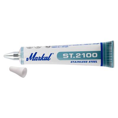 Markal® ST.2100 Tube Markers, 1/8 in Tip, Metal Ball Tip, White, 97160