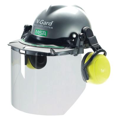 MSA V-Gard MSA Visor Frames, Black/Green Stripe, V-Gard Slotted Caps, 6 1/2 x 2.56, 10115730