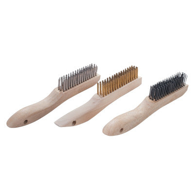 Magnolia Brush Shoe Handle Wire Scratch Brushes,10",4X16 Rows, Tempered Brass Wire, Wood Handle, 4-SB