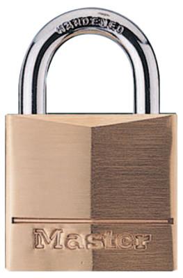 Master Lock No. 160 Solid Brass Padlocks, 11/32 in Diam., 1 1/8 in L X 1 1/4 in W, 160D