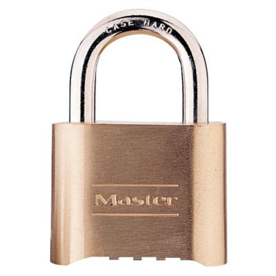 Master Lock® No. 175 Combination Brass Padlock, 5/16 in Dia, 1 in L X 1 in W, Steel, 175