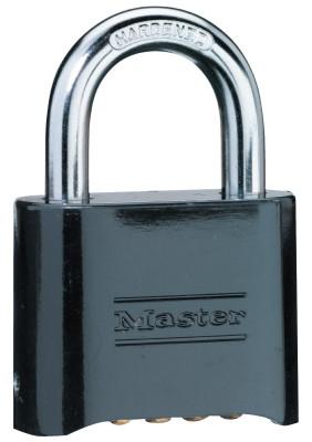 Master Lock® No. 178 Solid Brass Combination Padlocks, 5/16 in Diam., 1 in L X 1 in W, Brass, 178BLK