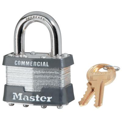 Master Lock® Laminated Padlocks Keyed Alike Key Code 2001, 5/16 in Diam., 3/4 in W, Silver, 1KA-2001