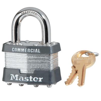 Master Lock® Laminated Padlocks Keyed Alike Key Code A1384, 5/16 in Diam., Silver, 1KA-A1384