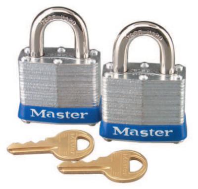 Master Lock® No. 3 2-Pack Laminated Steel Pin Tumbler Padlocks, 9/32" Dia., 3/4" L X 5/8" W, 3T