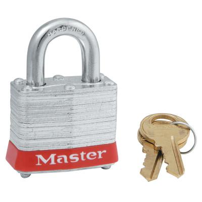Master Lock® Laminated Steel Safety Lockout Padlocks, 9/32 in Diam., Red, 3KARED-0774