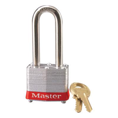 Master Lock® Steel Body Safety Padlocks, 9/32 in Diam., 2 in L X 5/8 in W, Red, 3LHRED