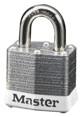Master Lock® Steel Body Safety Padlocks, 9/32 in Diam., 3/4 in L X 5/8 in W, White, 3WHT
