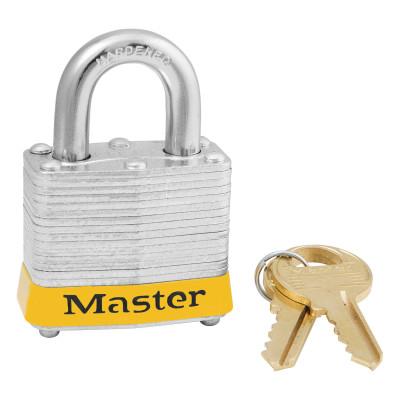 Master Lock® Steel Body Safety Padlock, 9/32 in Diameter, 3/4 in L x 5/8 in W, Yellow, 3YLW